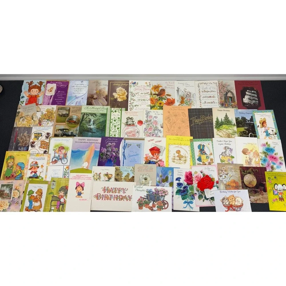 Vintage Birthday Cards Some Fronts ONLY Scrapbooking Crafts Decoupage Lot of 50+